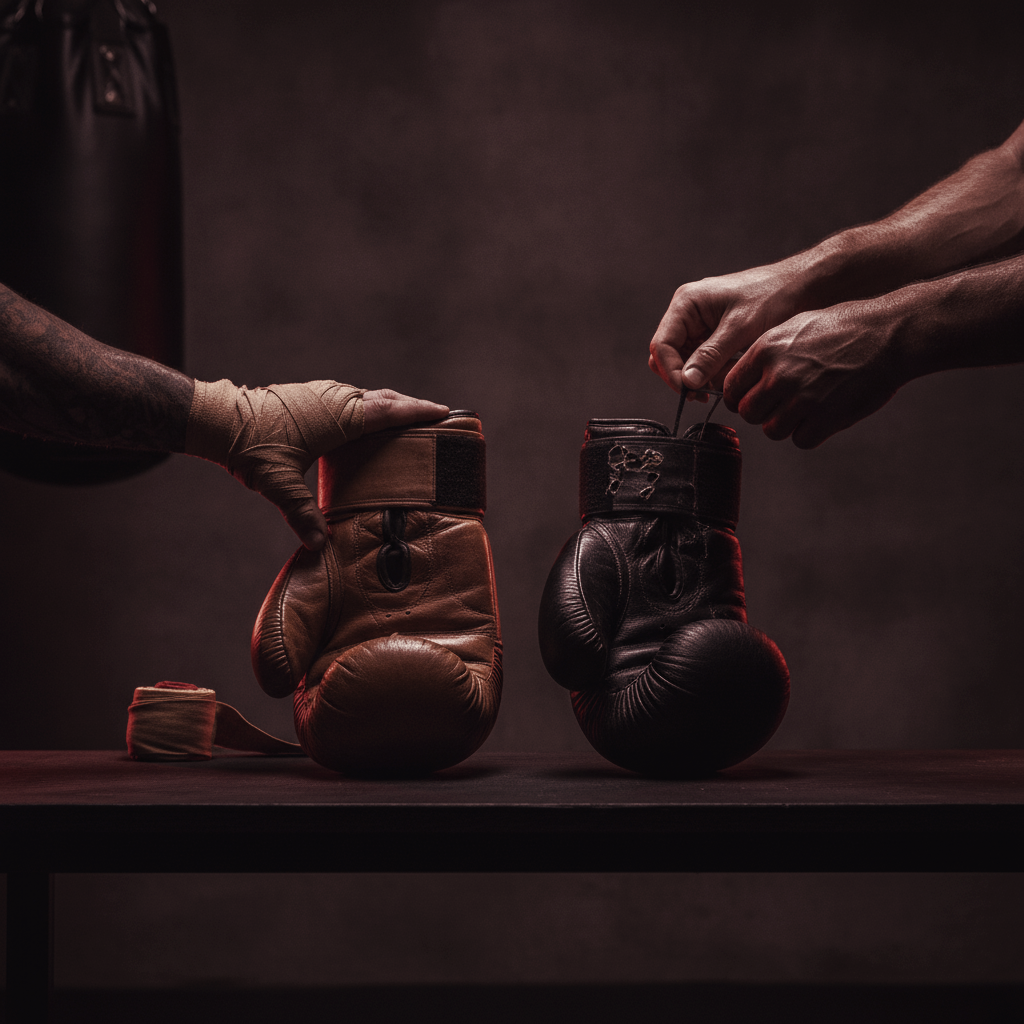Gloves against the heavy bag