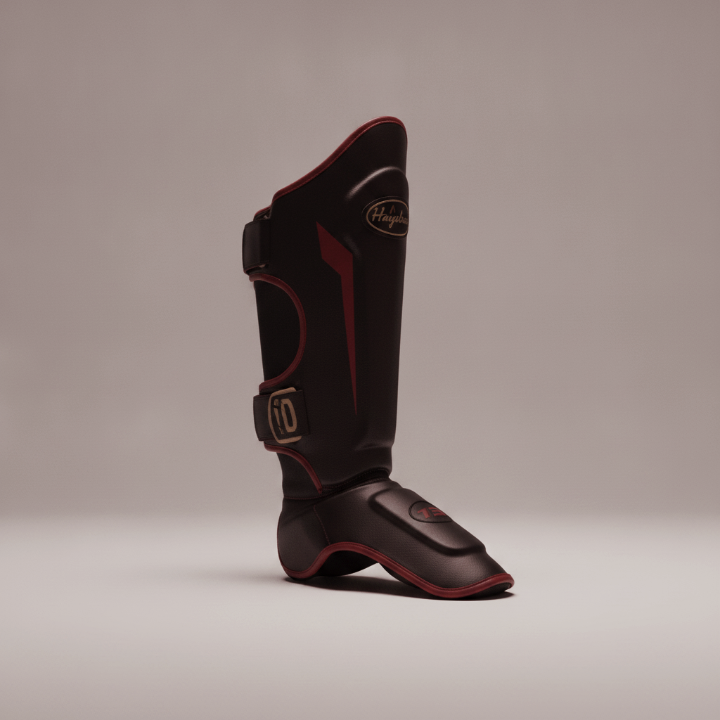 Hayabusa T3 shin guards — three-quarter angle
